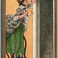 HALLOWEEN GREETINGS ANTIQUE POSTCARD LADY w/ HORSESHOE