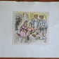 JEWISH WEDDING ORIGINAL HAND COLORED SIGNED ETCHING by IRA MOSKOWITZ Judaica