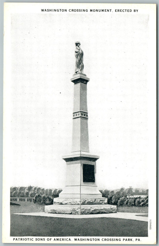 WASHINGTON CROSSING BUCKS PA PATRIOTIC SONS of AMERICA MONUMENT ANTIQUE POSTCARD