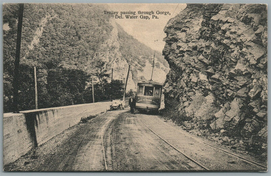 DELAWARE WATER GAP PA TROLLEY ANTIQUE POSTCARD