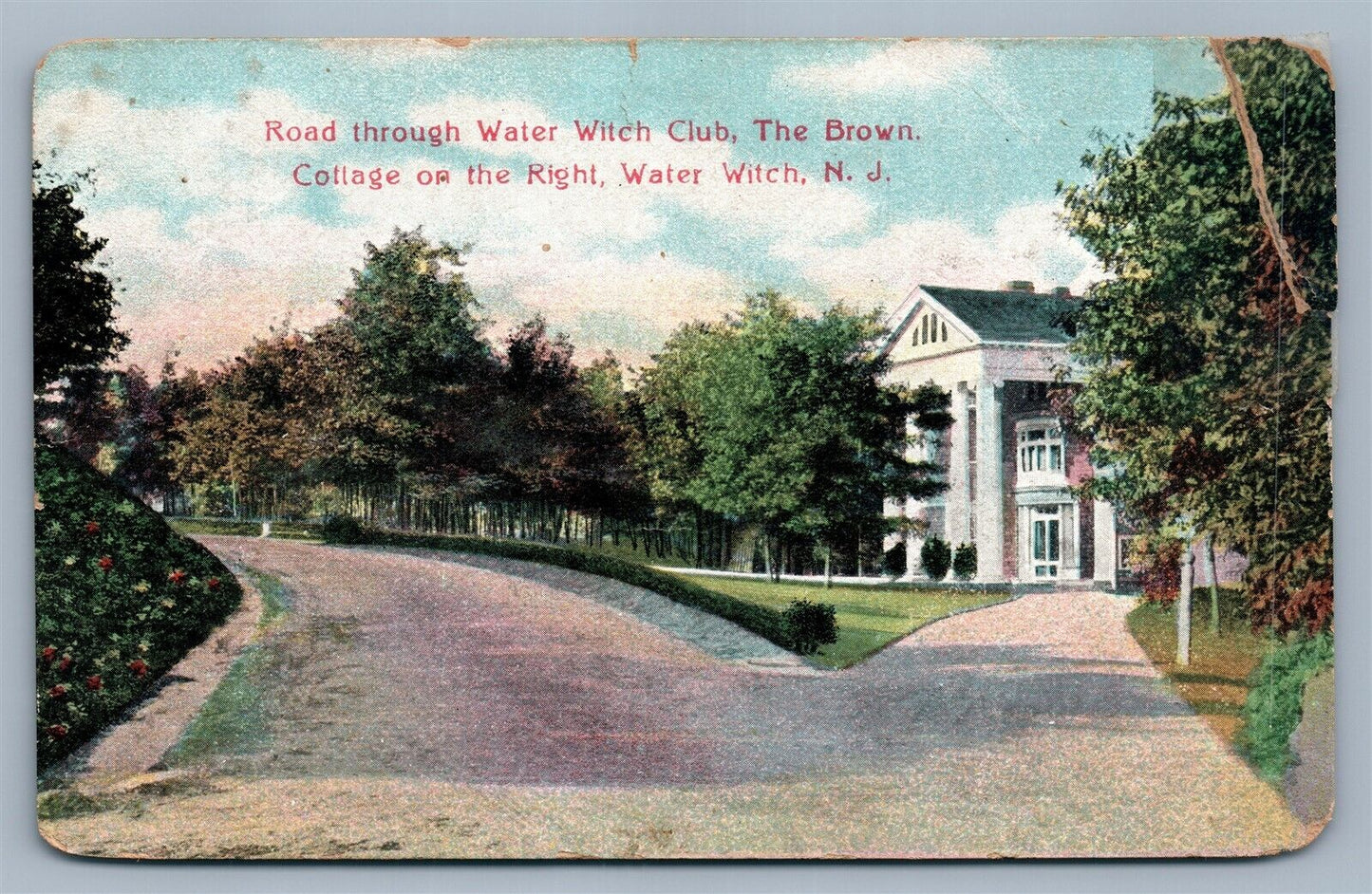 WATER WITCH NJ ROAD THROUGH CLUB ANTIQUE POSTCARD