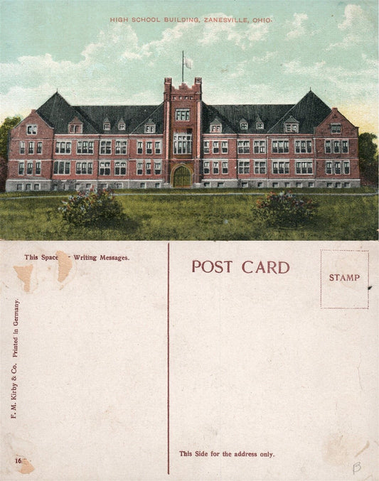 ZANESVILLE OH HIGH SCHOOL ANTIQUE POSTCARD