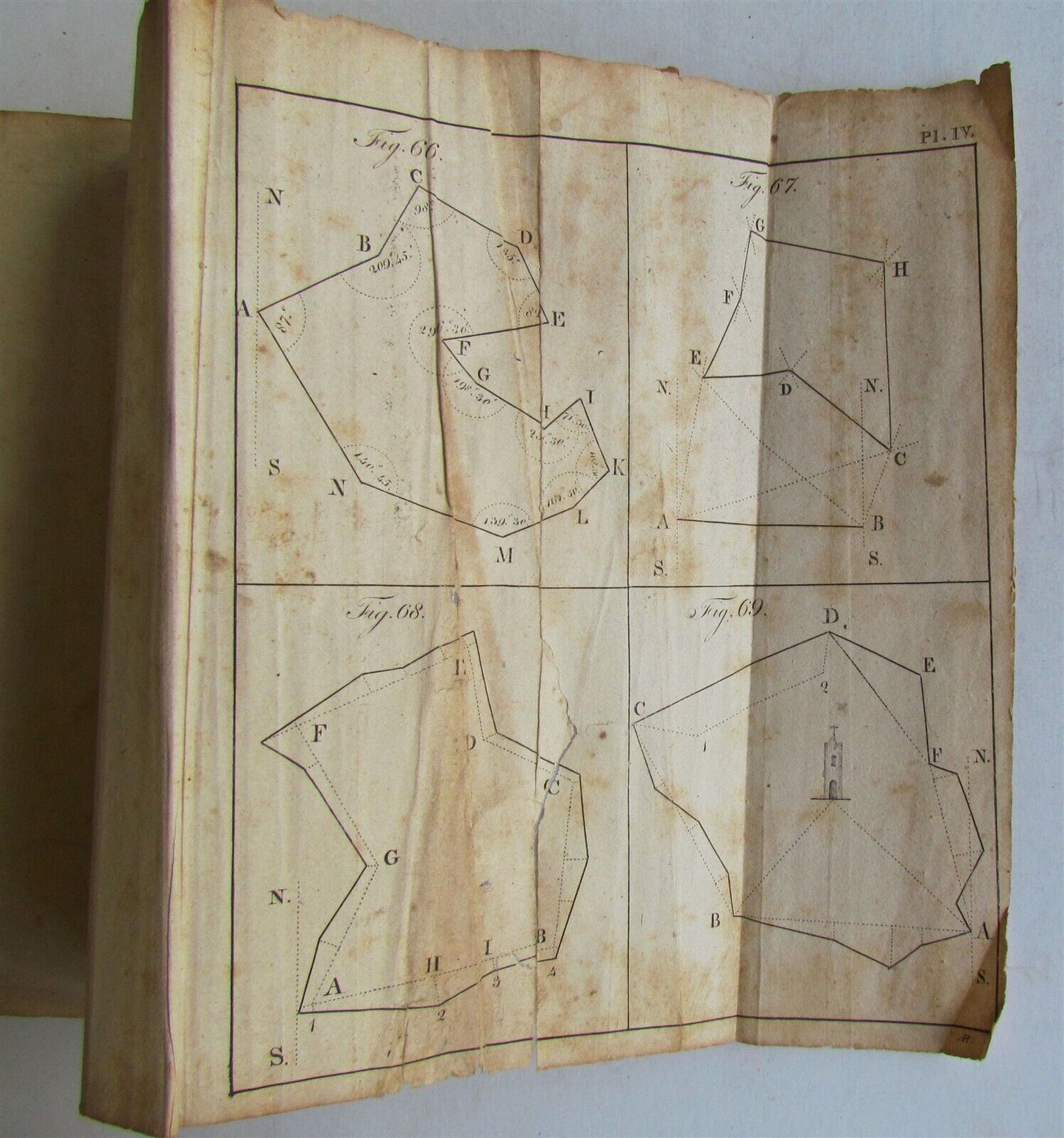 1813 SYSTEM of GEOMETRY & TRIGONOMETRY SURVEYING AMERICANA antique ILLUSTRATED