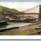 PITTSBURG PA POINT BRIDGE & COAL FLEET ANTIQUE POSTCARD