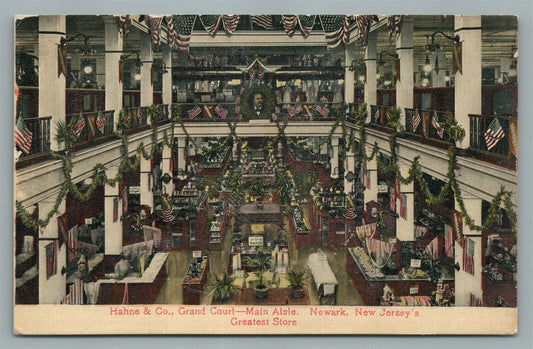 NEWARK NJ HAHNE & CO. STORE GRAND COURT ANTIQUE POSTCARD