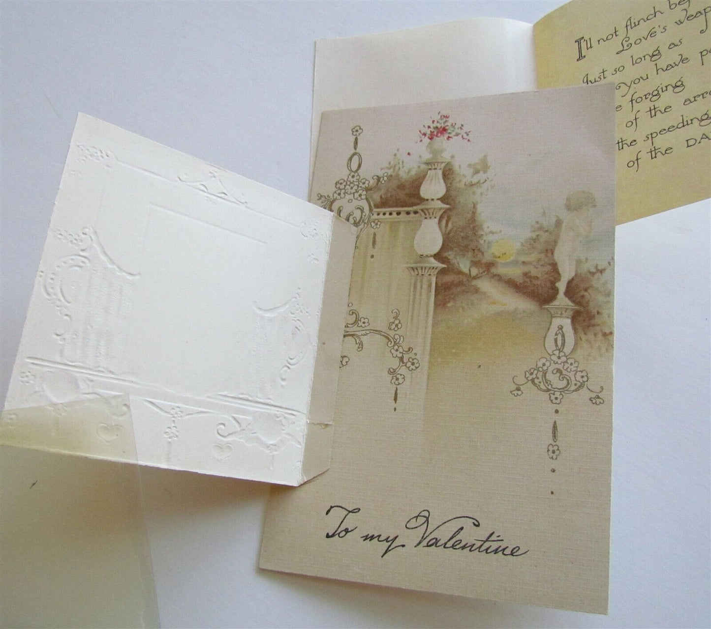 VALENTINE DAY ANTIQUE OPEN UP POSTCARD w/ LOVE MESSAGE