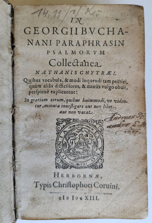 1613 IN GEORGII BUCHANANI PARAPHRASIN PSALMORUM antique VELLUM BOUND