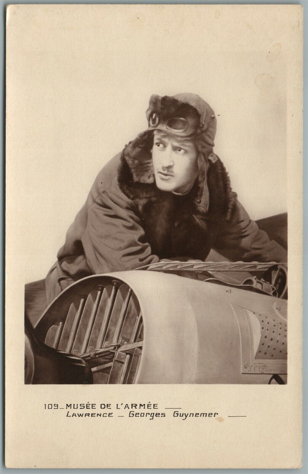 EARLY AVIATION AVIATOR LAWRENCE-GEORGES GUYNEMER ANTIQUE REAL PHOTO POSTCARD