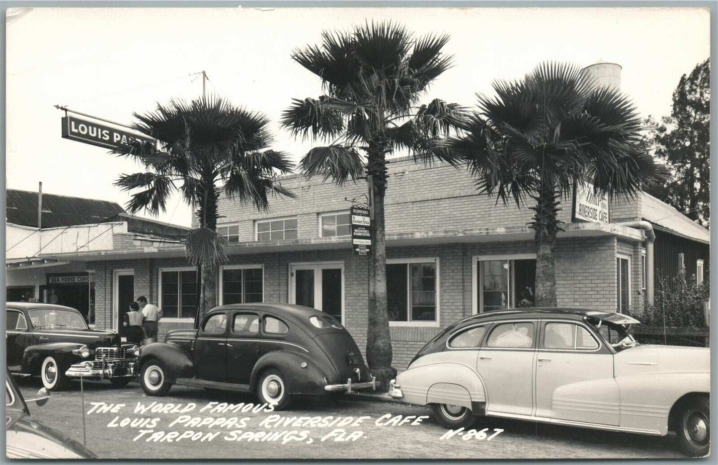 TARPON SPRINGS FL LOUIS PAPPAS RIVERSIDE CAFE VINTAGE REAL PHOTO POSTCARD RPPC