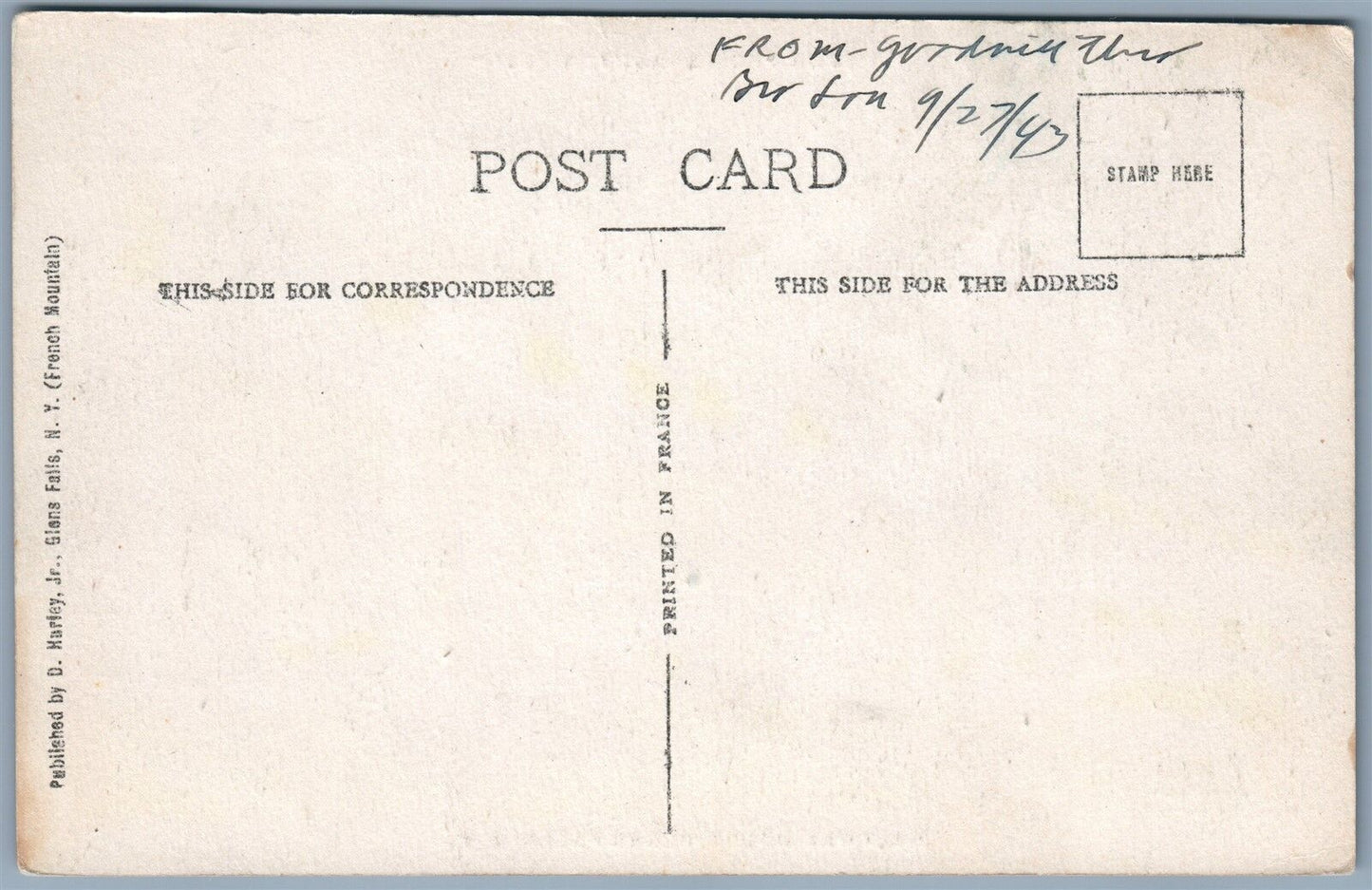 GLEN FALLS NY HALFWAY HOUSE ANTIQUE POSTCARD