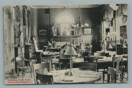EAST ORANGE NJ LIBRARY REFERENCE ROOM ANTIQUE POSTCARD