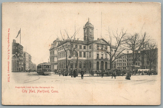 HARTFORD CT CITY HALL ANTIQUE POSTCARD