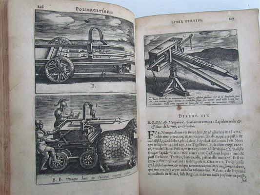 1599 WAR MACHINES ILLUSTRATED ANTIQUE Poliorceticon Siue de Machinis PLANTIN