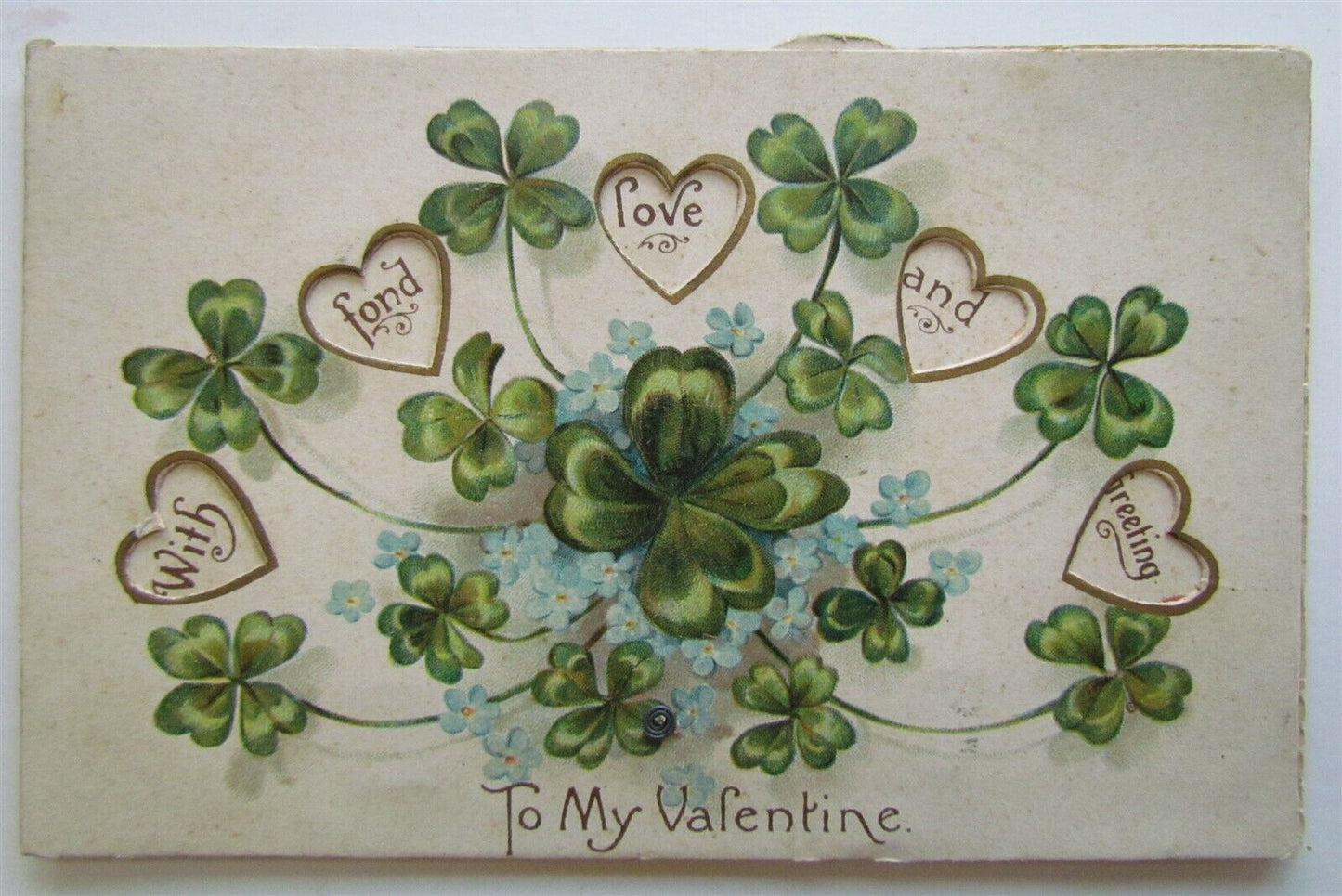 VALENTINE DAY MECHANICAL ANTIQUE POSTCARD - BABY w/ CUT OUT BACKGROUND