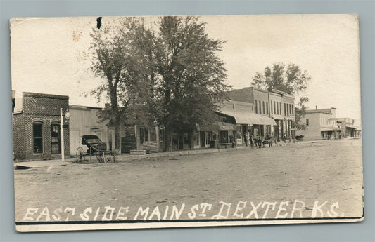 DEXTER KS EAST SIDE MAIN STREET ANTIQUE REAL PHOTO POSTCARD RPPC