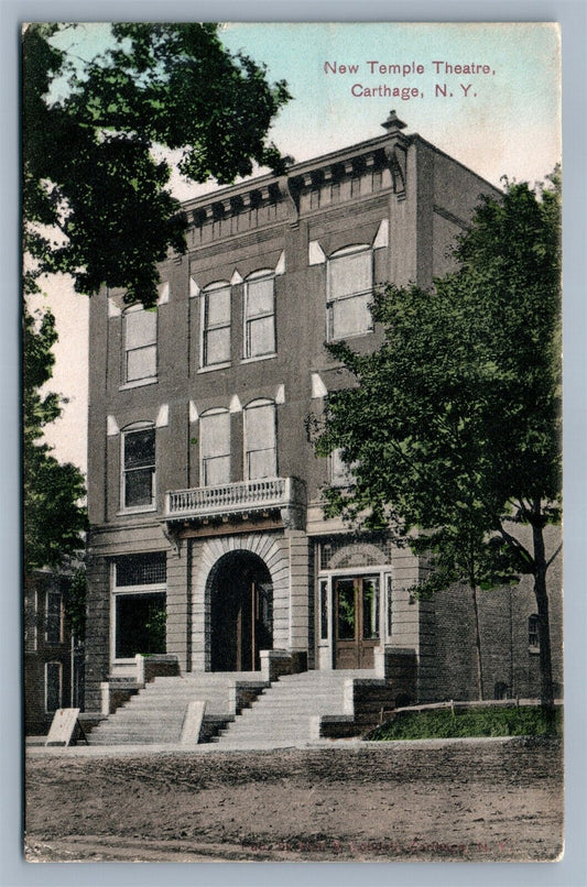 CARTHAGE NY NEW TEMPLE THEATRE ANTIQUE POSTCARD