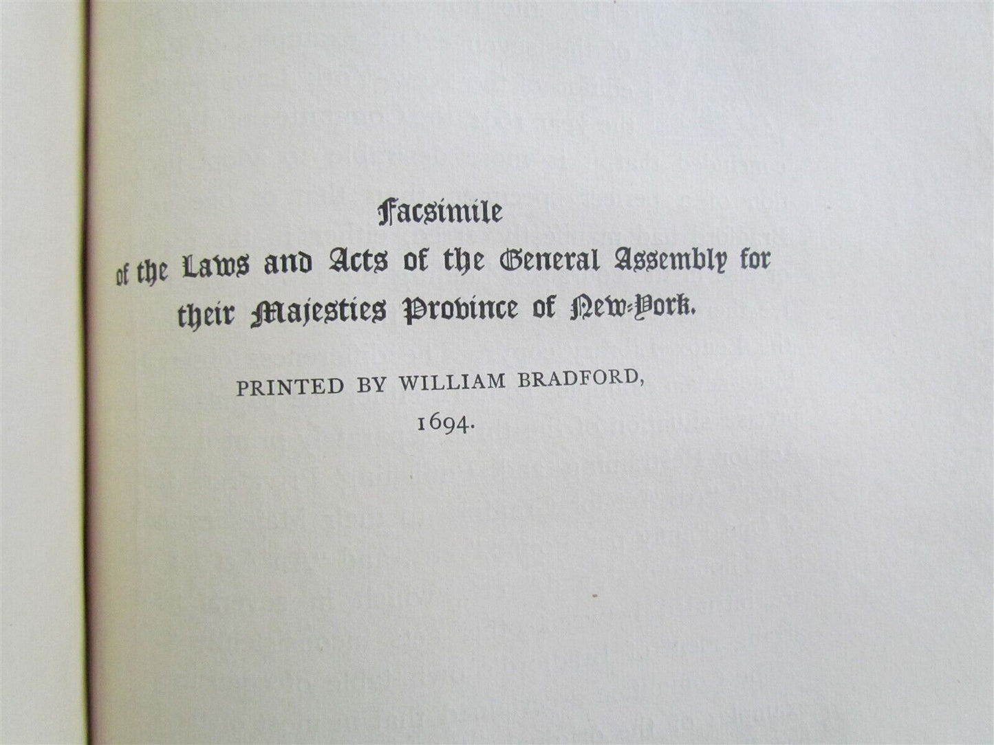 1894 FACSIMILE of LAWS & ACTS of GENERAL ASSEMBLY of NEW YORK antique VELLUM