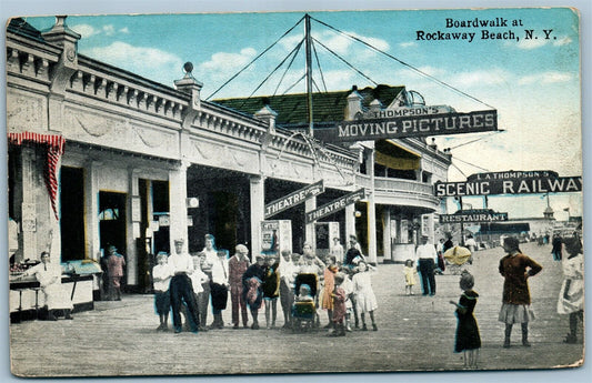 ROCKAWAY BEACH NY BOARDWALK ANTIQUE POSTCARD