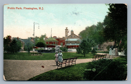 FLEMINGTON NJ PUBLIC PARK ANTIQUE POSTCARD