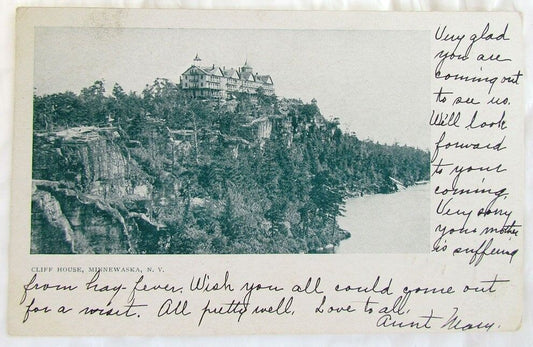 CLIFF HOUSE MINNEWASKA N.Y. 1906 UNDIVIDED ANTIQUE POSTCARD