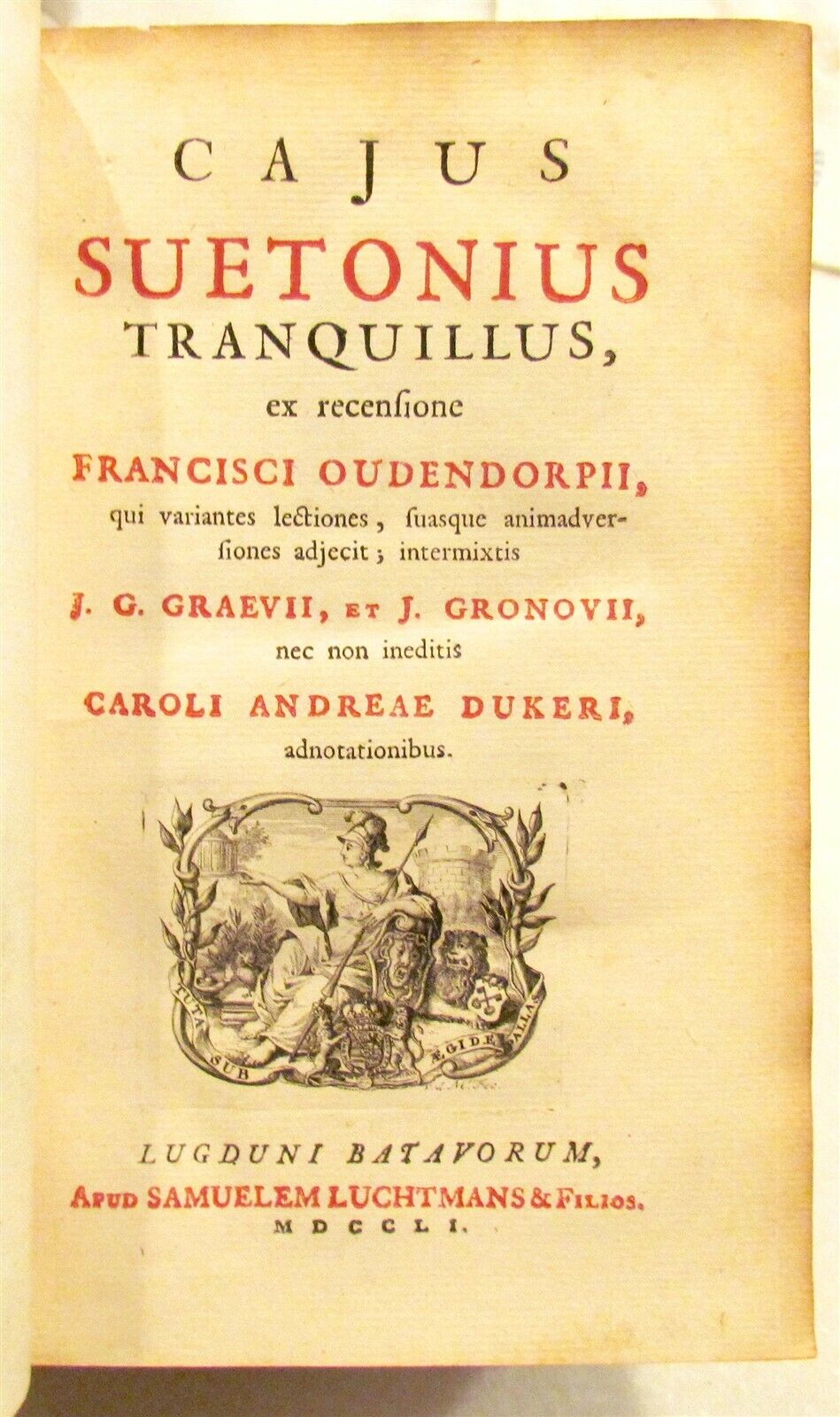 1751 SUETONIUS TWELVE CEAESARS ILLUSTRATED antique BLINDSTAMPED VELLUM BINDING