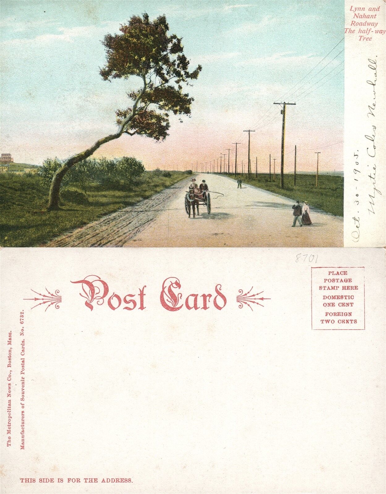 LYNN & NAHANT ROADWAY MA UNDIVIDED ANTIQUE POSTCARD