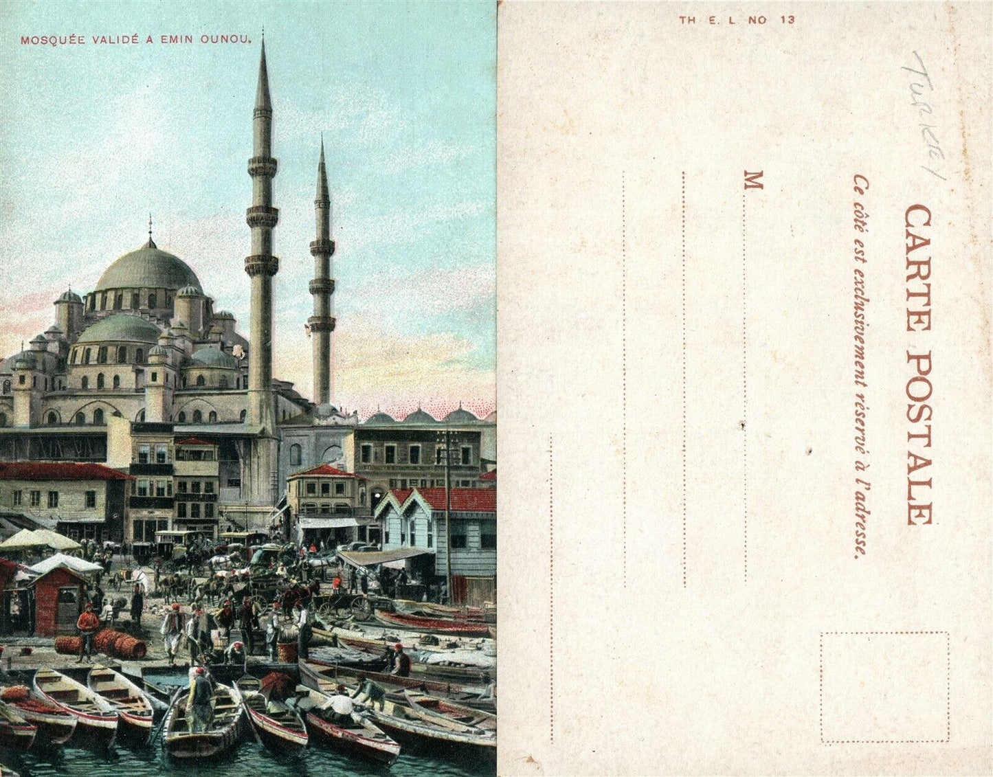 VALIDE EMIN OUNOU MOSQUE ISTANBUL TURKEY ANTIQUE POSTCARD