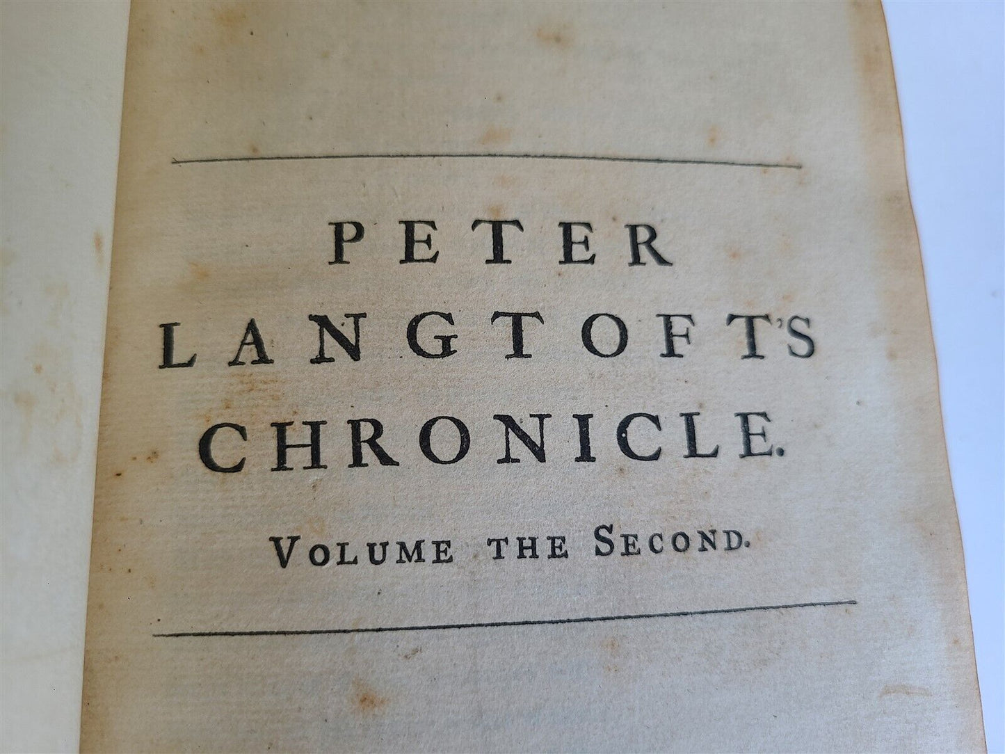 1725 PETER LANGTOFT'S CHRONICLE antique 2 VOLUMES in ENGLISH rare THOMAS HEARNE