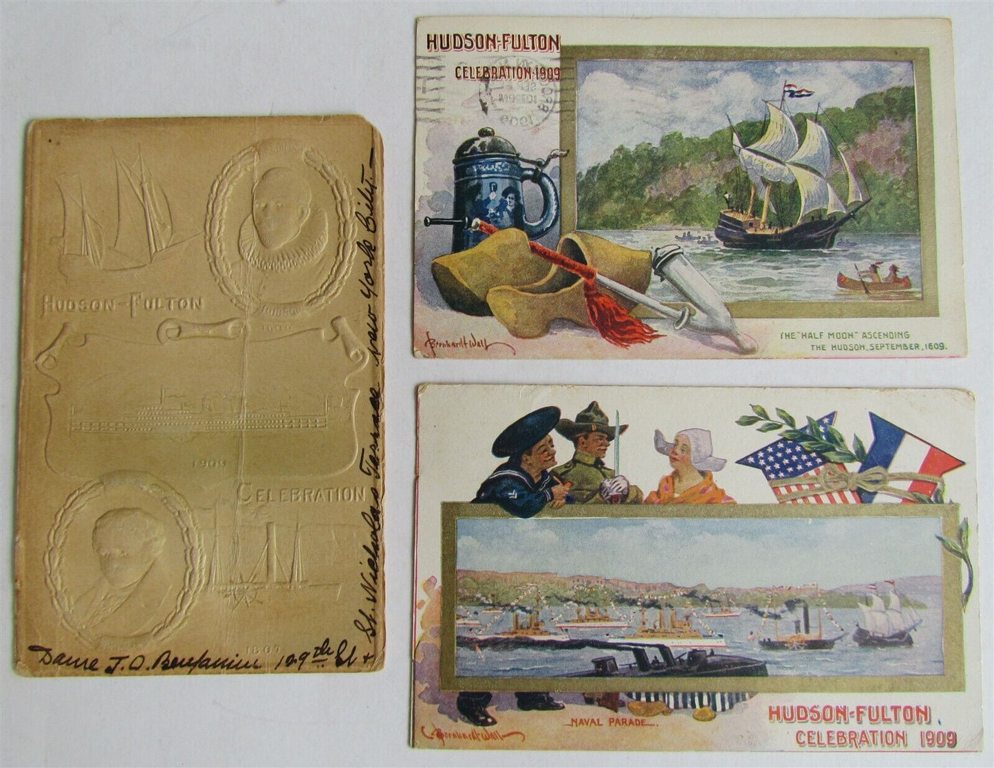 1909 HUDSON FULTON CELEBRATION lot of 3 ANTIQUE POSTCARDS