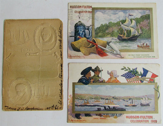 1909 HUDSON FULTON CELEBRATION lot of 3 ANTIQUE POSTCARDS