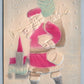 SANTA w/ CHRISTMAS TREE TRUMPET & DRUM EMBOSSED ANTIQUE POSTCARD