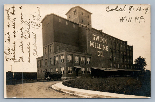 COLUMBUS OH GWINN MILLING CO. ANTIQUE REAL PHOTO POSTCARD RPPC