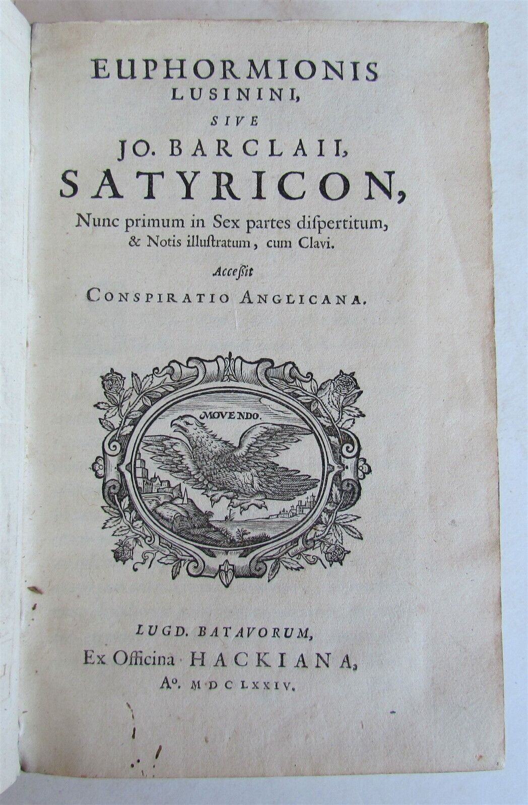 1674 John Barclay SATYRICON antique VELLUM BOUND