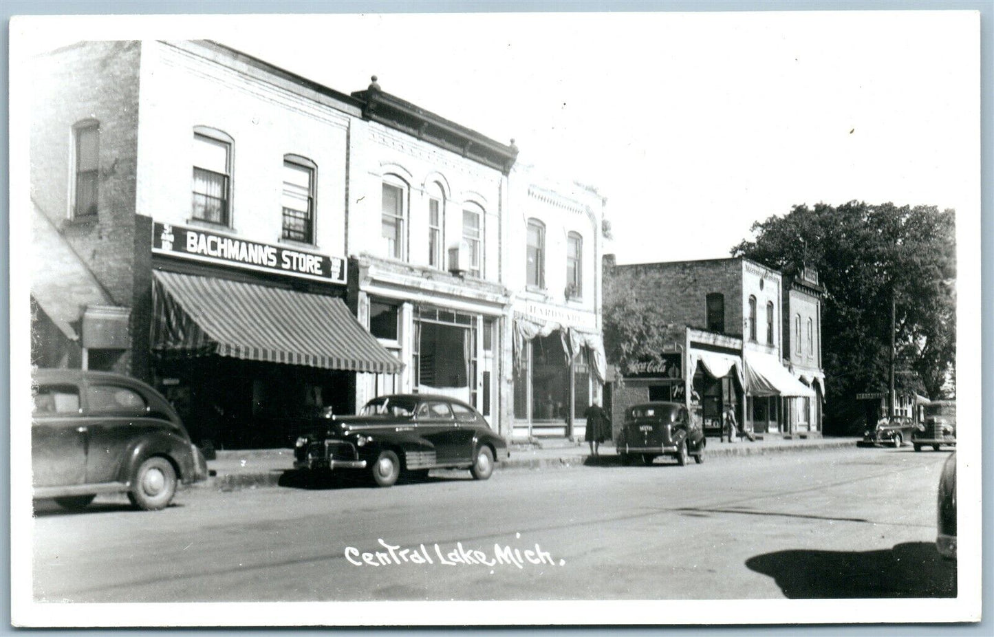 CENTRAL LAKE MI STREET SCENE VINTAGE REAL PHOTO POSTCARD RPPC