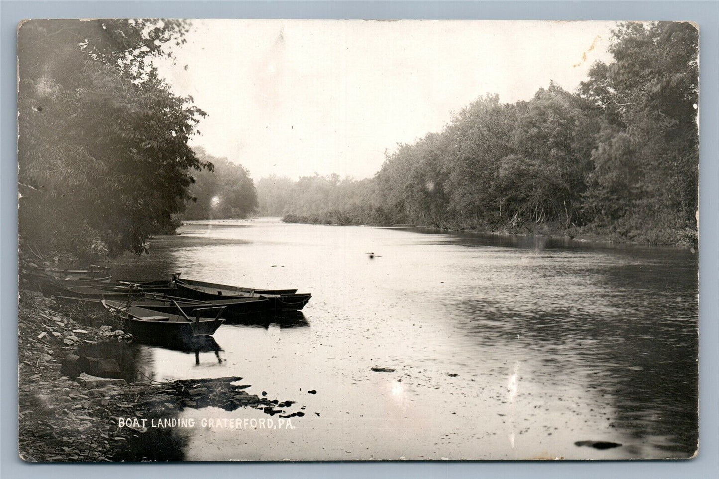 CRATERFORD PA BOAT LANDING ANTIQUE 1907 REAL PHOTO POSTCARD RPPC