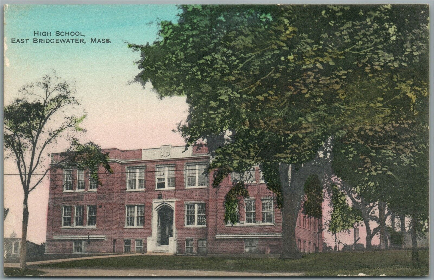 EAST BRIDGEWATER MA HIGH SCHOOL ANTIQUE POSTCARD