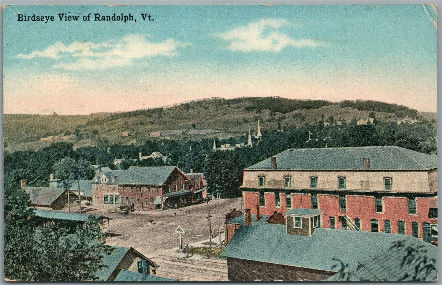 RANDOLPH VT BIRDSEYE VIEW ANTIQUE POSTCARD