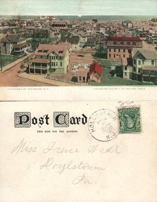 WILDWOOD N.J. 1908 UNDIVIDED ANTIQUE POSTCARD