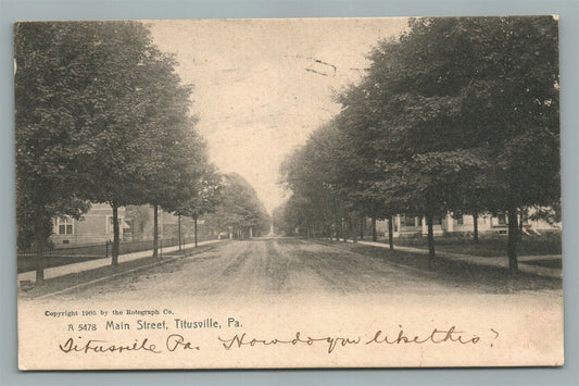 TITUSVILLE PA MAIN STREET ANTIQUE POSTCARD