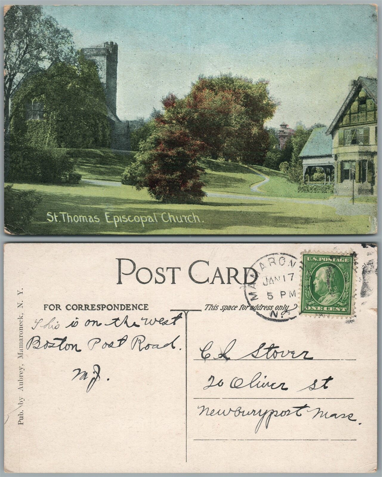 MAMARONECK N.Y. ST.THOMAS EPISCOPAL CHURCH ANTIQUE POSTCARD