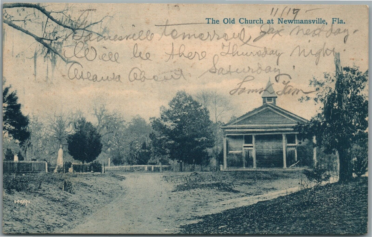 NEWMANSVILLE FL OLD CHURCH ANTIQUE POSTCARD