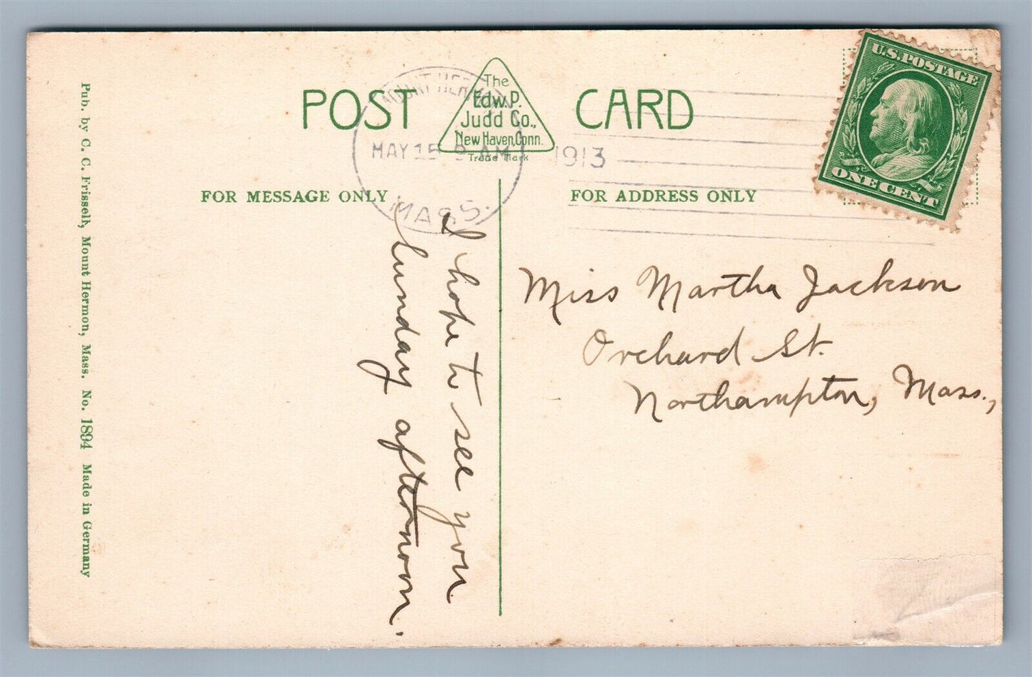 MOUNT HERMON MA HOLBROOK RECITATION & SILLIMAN HALL ANTIQUE POSTCARD