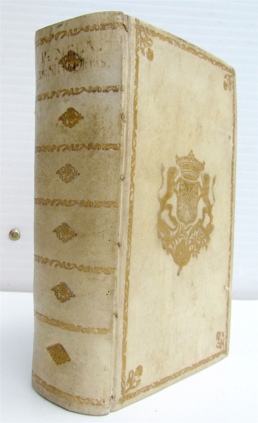 1722 POMPONII MELA De Situ Orbis ARMORIAL VELLUM BINDING antique