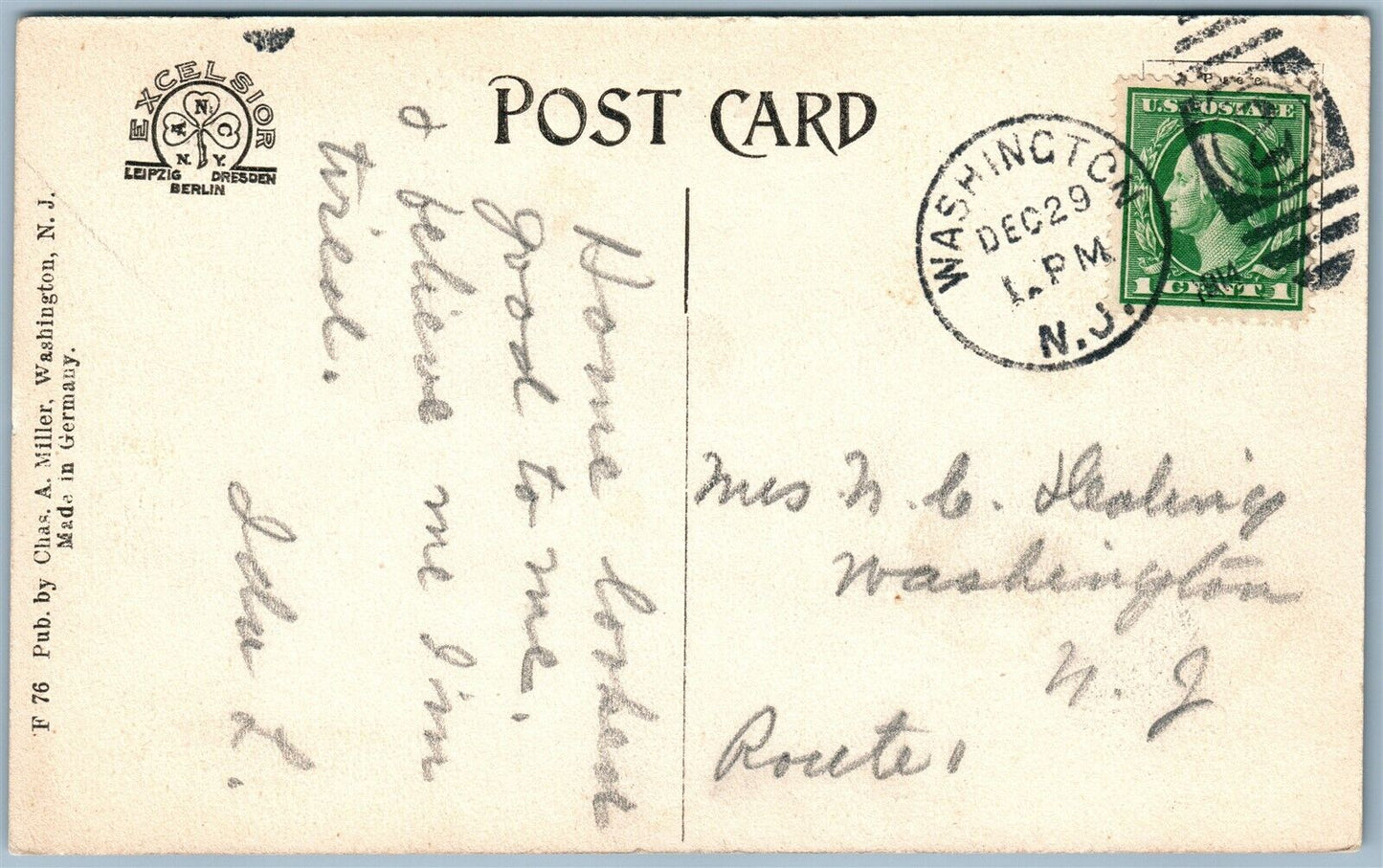WASHINGTON NJ CATHOLIC CHURCH & RECTORY ANTIQUE POSTCARD