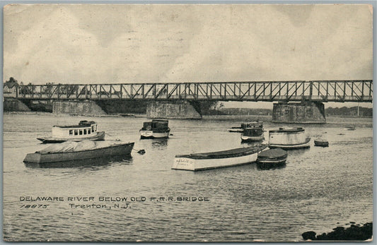 TRENTON NJ DELAWARE RIVER BELOW OLD RAILROAD BRIDGE ANTIQUE POSTCARD