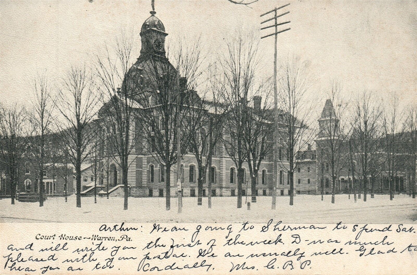 WARREN PA COURT HOUSE UNDIVIDED ANTIQUE POSTCARD
