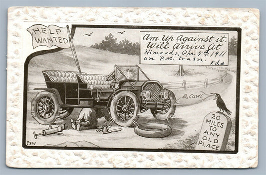 EARLY AUTOMOBILING ARTIST SIGNED ANTIQUE POSTCARD