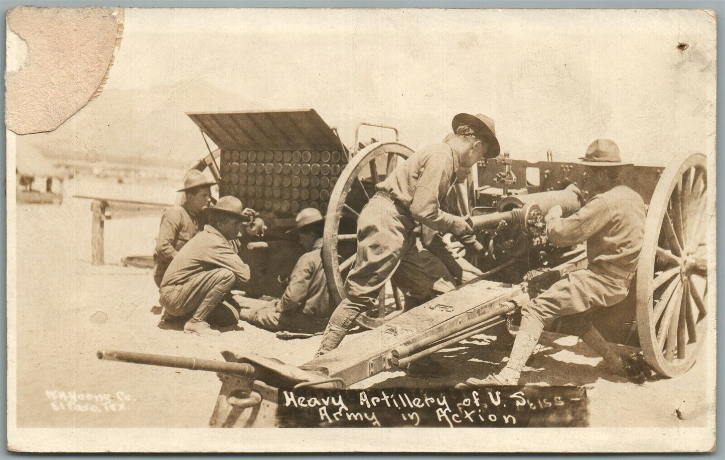 MEXICAN WAR AMERICAN HEAVY ARTILLERY ANTIQUE REAL PHOTO POSTCARD RPPC