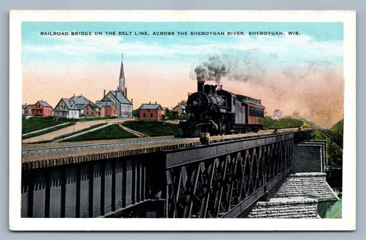 SHEBOYGAN WI RAILROAD BRIDGE ON THE BELT LINE ANTIQUE POSTCARD