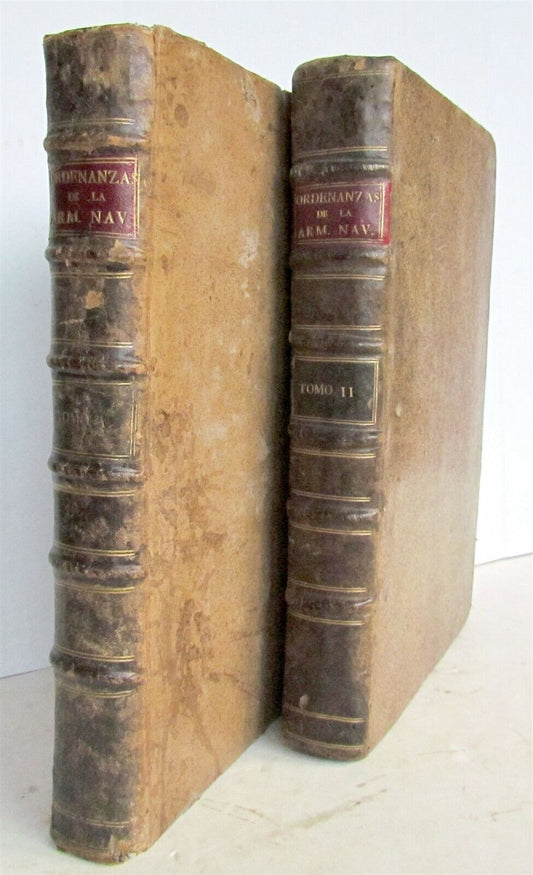 1793 SPANISH codes governing navy in 18th century 2 VOLUMES antique